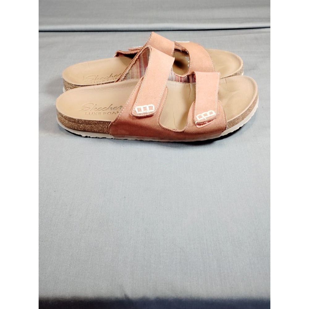 Skechers Granola Women 10 Coral Two-Strap Luxe Foam Slip-On Boho Comfort Sandals